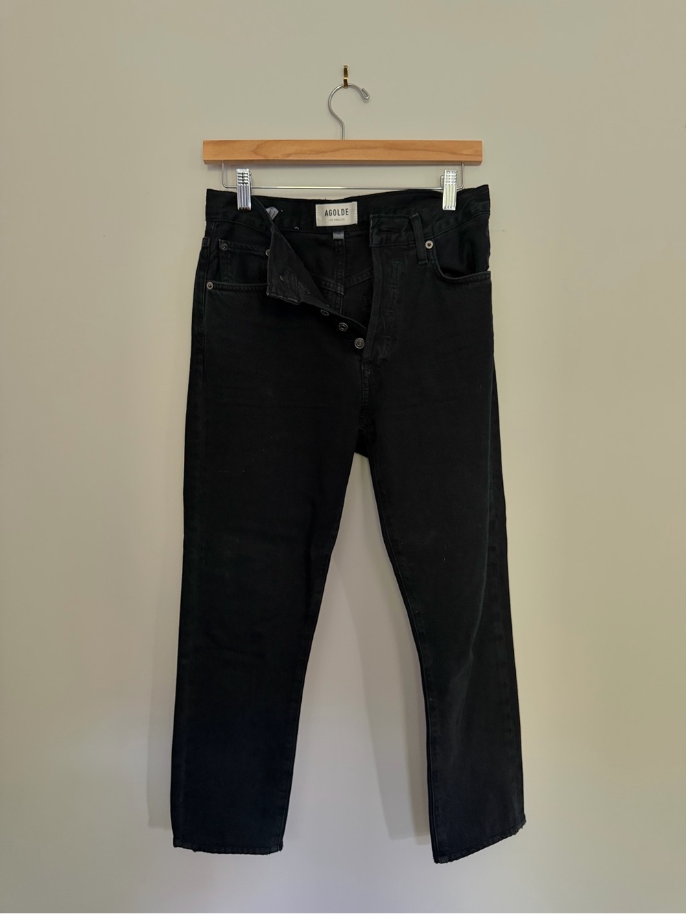 AGOLDE Black Straight-Leg Jeans